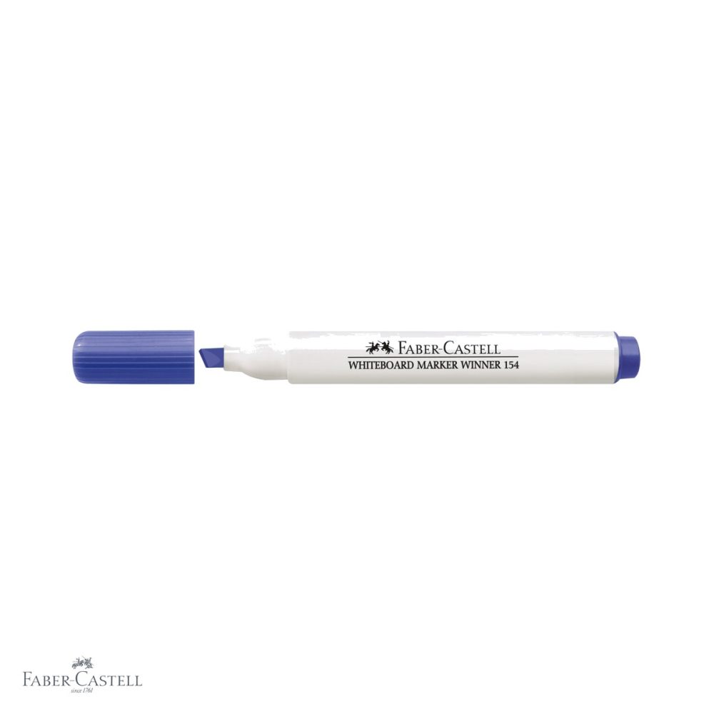 Marker whiteboard Faber-Castell Winner 152, varf tesit, 3 grosimi de scriere, albastru, pentru scoala si birou [4]