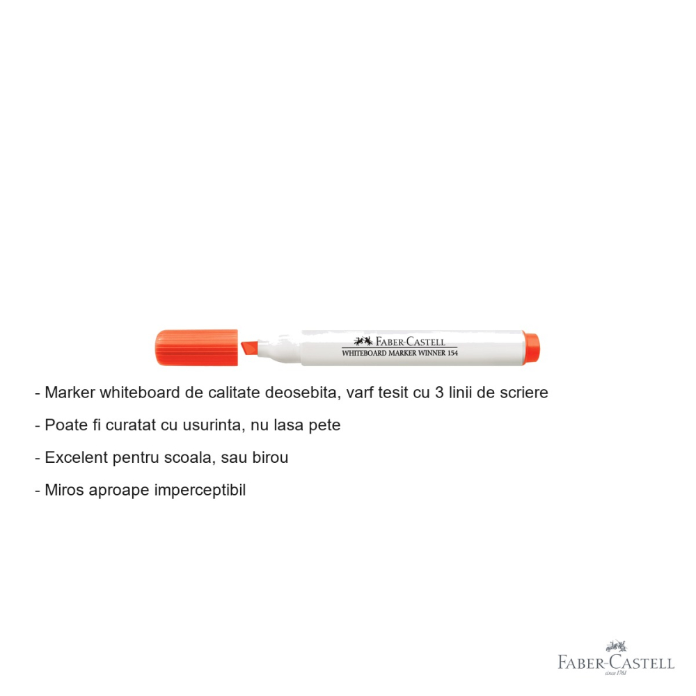 Marker whiteboard Faber-Castell Winner 152, varf tesit, 3 grosimi de scriere, rosu, pentru scoala si birou [2]