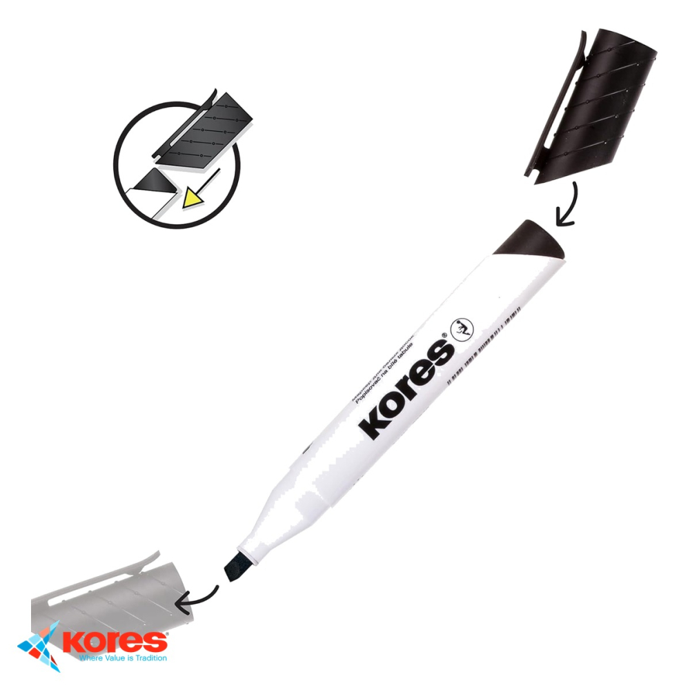Marker whiteboard Kores, varf rotund 1-3 mm, cerneala turcoaz, stergere uscata fara reziduuri [4]