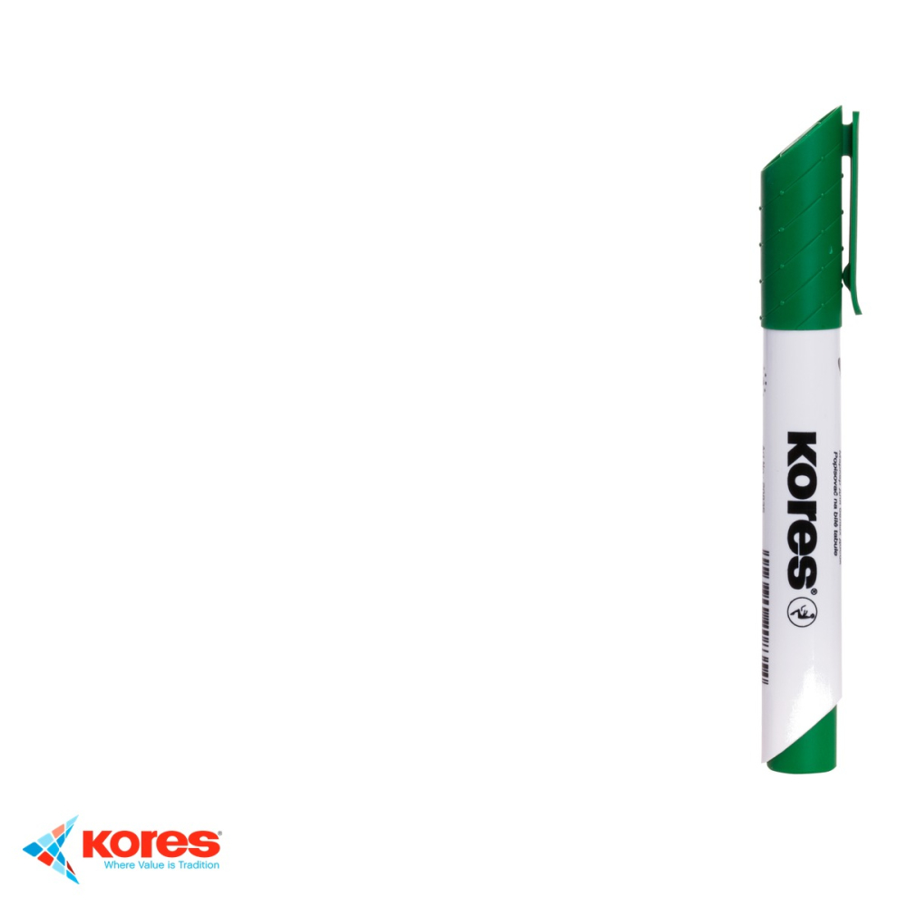 Marker whiteboard Kores, varf rotund 3mm, cerneala verde, stergere uscata fara reziduuri [5]