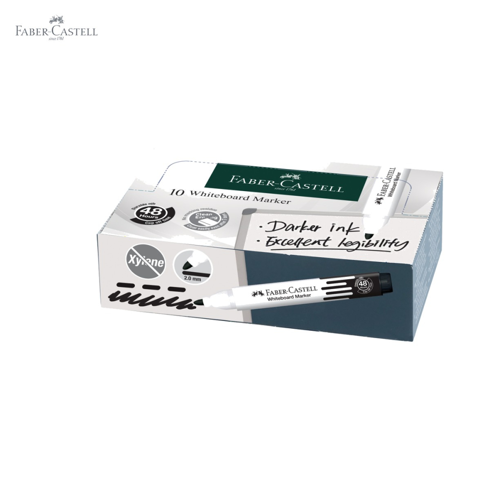 Marker whiteboard negru Faber-Castell W20, varf 2,25 mm, cerneala pe baza de alcool, pentru table albe [5]
