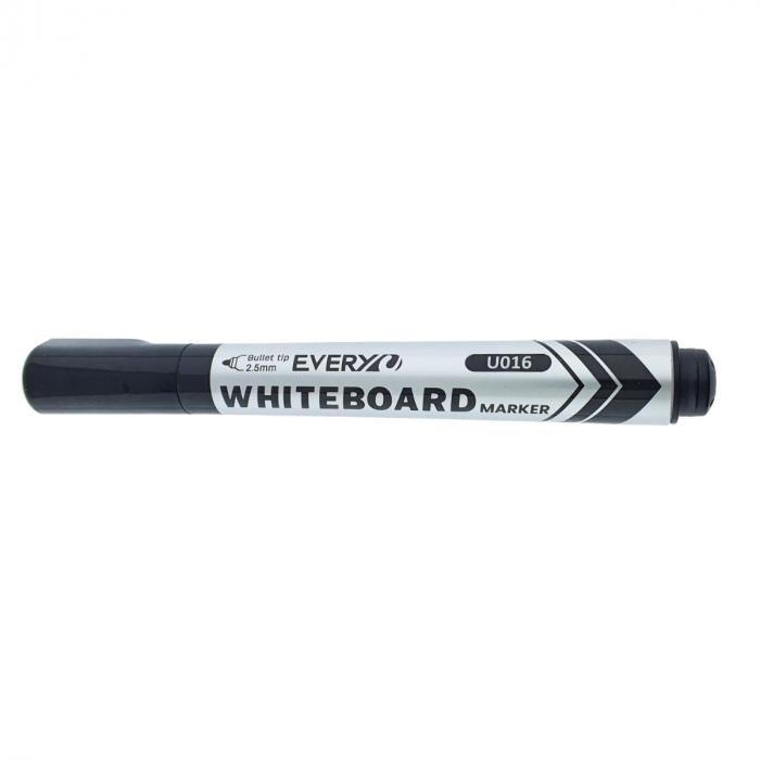 Marker whiteboard negru, varf rotund 2.5 mm, scriere lina, model Everyday 016, lungime 144 mm, stergere uscata, pentru tabla de scris, melaminat, sticla si alte suprafete neporoase [2]