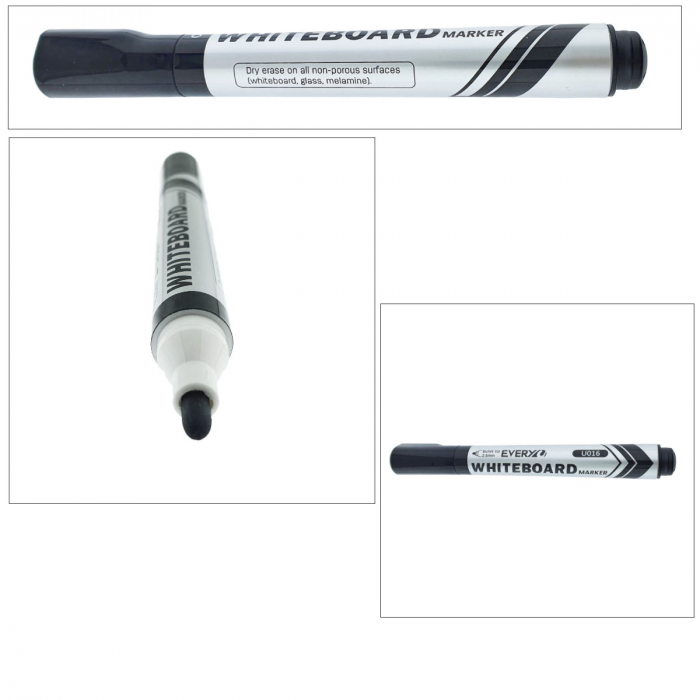 Marker whiteboard negru, varf rotund 2.5 mm, scriere lina, model Everyday 016, lungime 144 mm, stergere uscata, pentru tabla de scris, melaminat, sticla si alte suprafete neporoase [3]
