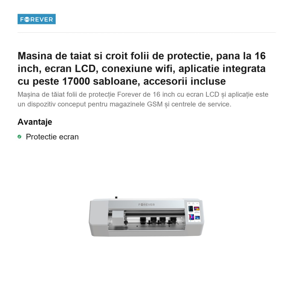 Masina de taiat si croit folii de protectie, pana la 16 inch, ecran LCD, conexiune wifi, aplicatie integrata cu peste 17000 sabloane, accesorii incluse [2]