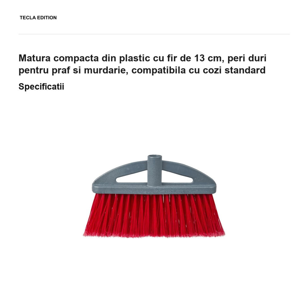 Matura compacta din plastic cu fir de 13 cm, peri duri pentru praf si murdarie, compatibila cu cozi standard [3]