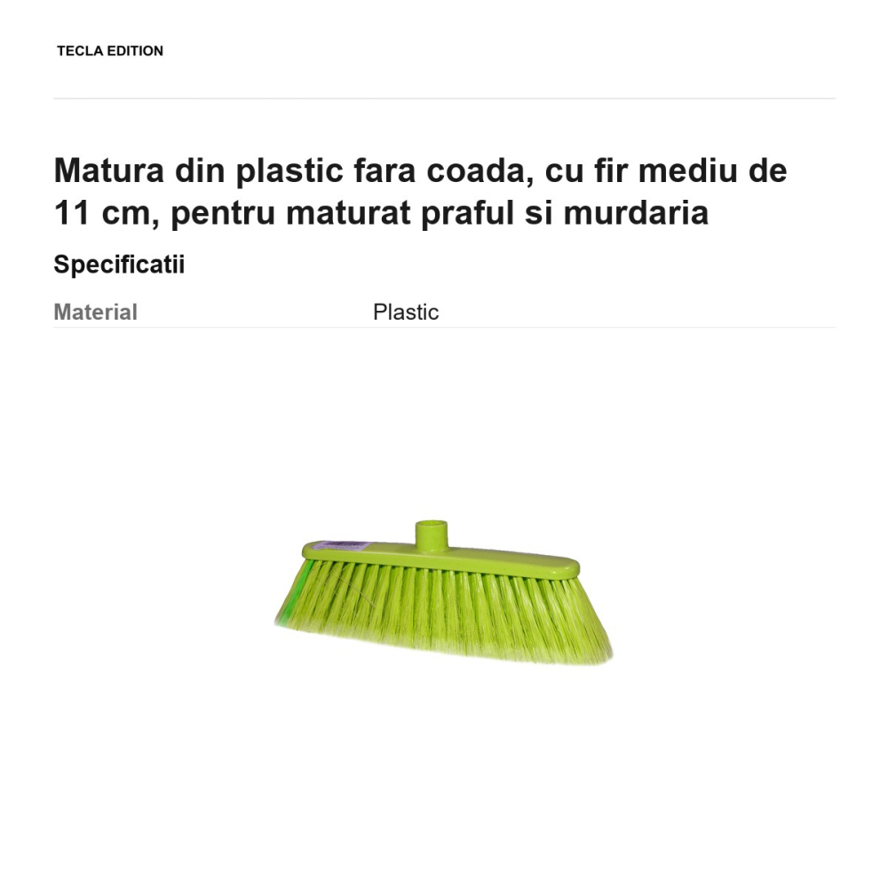 Matura din plastic fara coada, cu fir mediu de 11 cm, pentru maturat praful si murdaria [3]