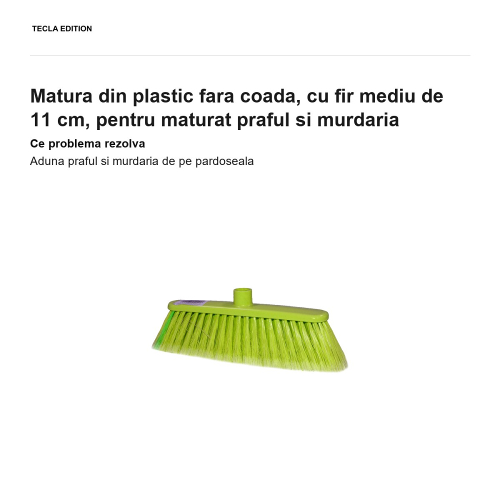 Matura din plastic fara coada, cu fir mediu de 11 cm, pentru maturat praful si murdaria [2]