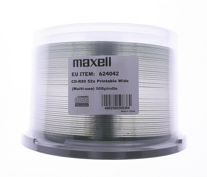 CD-R Maxell 700 Mb, 80 min, 52X, Alb Printabil Inkjet, Cake Box, 50 buc-624042.00.TW [2]