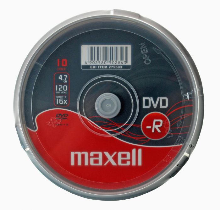 DVD-R, 4.7Gb, 16X, Maxell, Cake Box, 10 buc -275593.40.TW [3]
