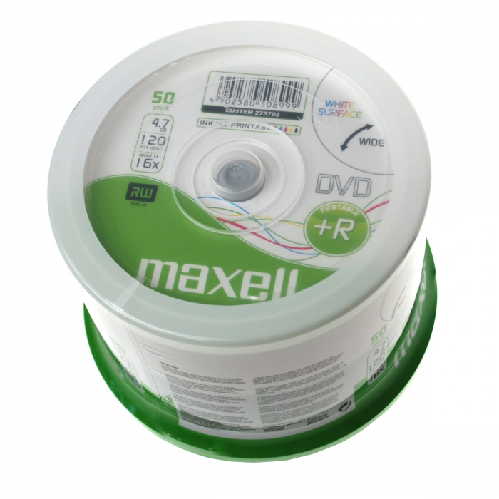 DVD+R MAXELL, 4,7 GB, 16x, Printable, 50 buc cake box [2]