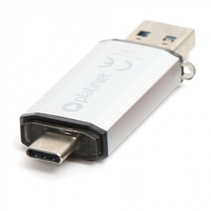 Memorie USB, Platinet, 2 in 1, 32 GB, Negru/Argintiu [2]