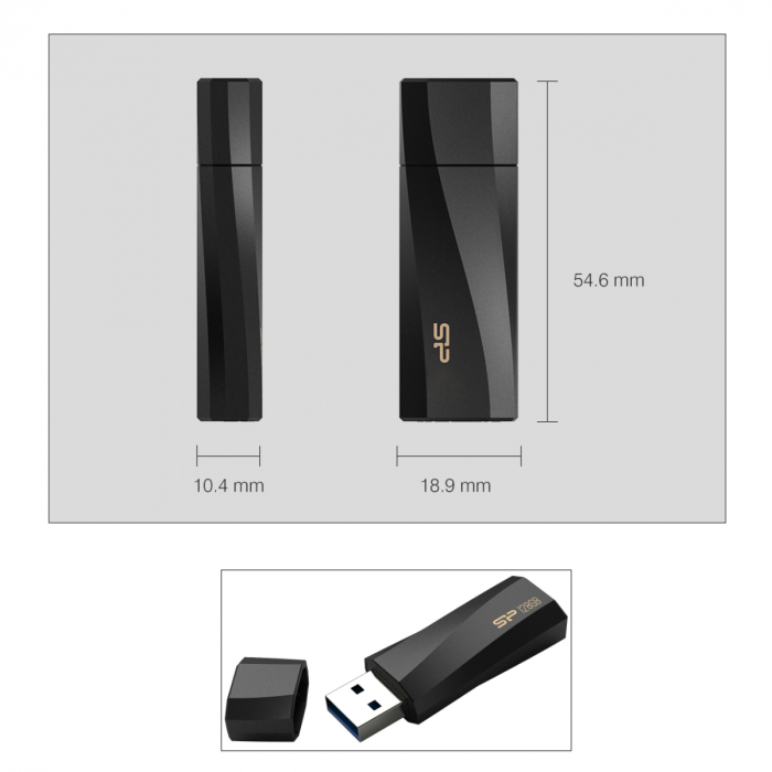 Memorie flash USB 3.2 Gen 1, 128 Gb, Silicon Power Blaze B07, cu capac, neagra [3]