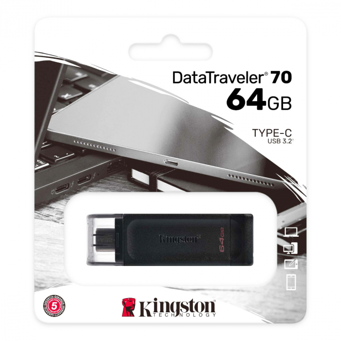 Memorie USB Kingston DataTraveler 70, 64GB, USB-C 3.2 [3]