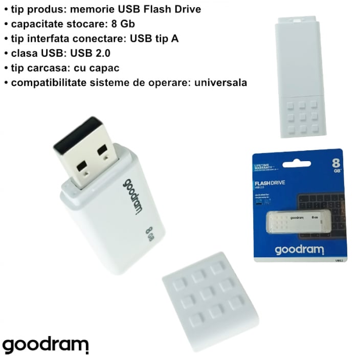 Memorie USB Goodram UME2, 8GB, USB 2.0, Alb [6]