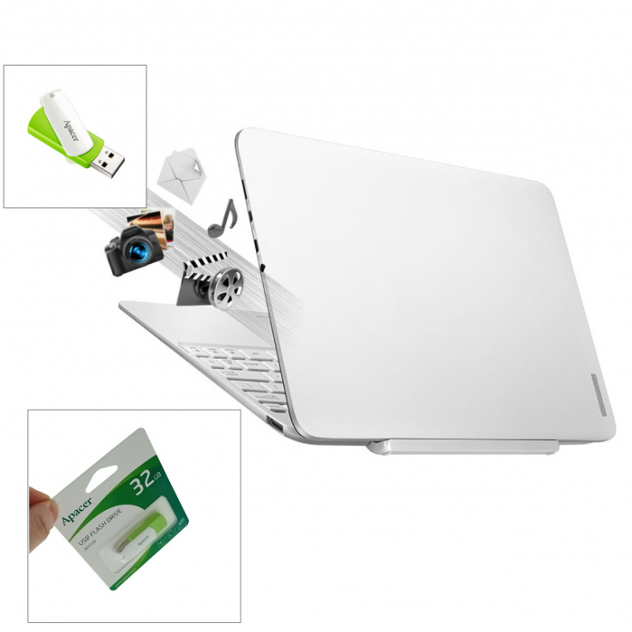 Memorie USB 2.0 Apacer 32Gb, AH335, rotativa, alb cu verde [4]