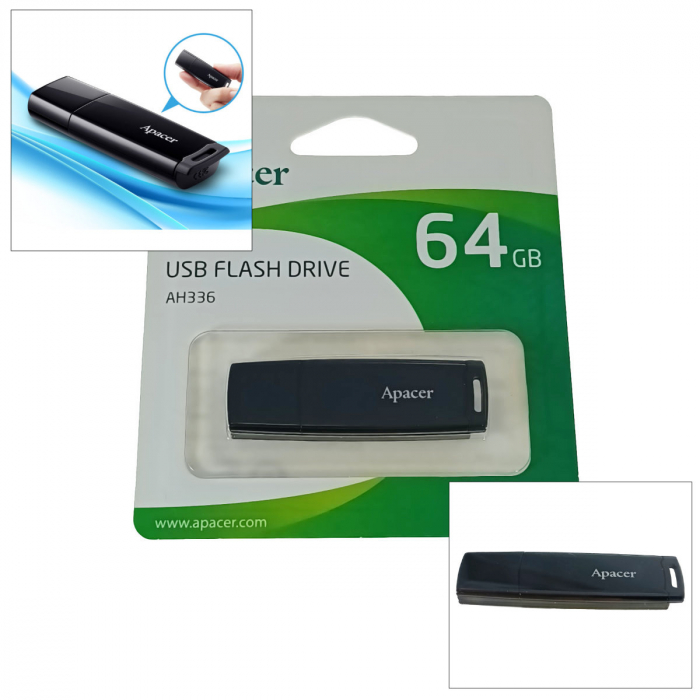 Memorie USB 2.0 Apacer 64GB, AH336 cu capac, negru [4]