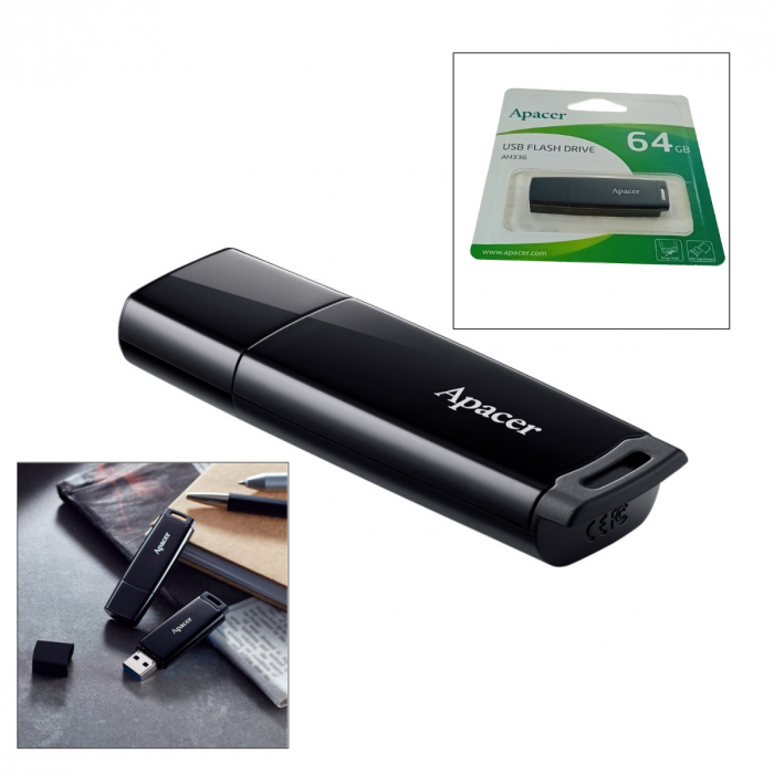Memorie USB 2.0 Apacer 64GB, AH336 cu capac, negru [2]