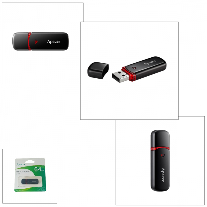 Memorie USB 2.0, capacitate 64 Gb, Apacer AH333 Mysterious Black, cu capac, neagra [4]