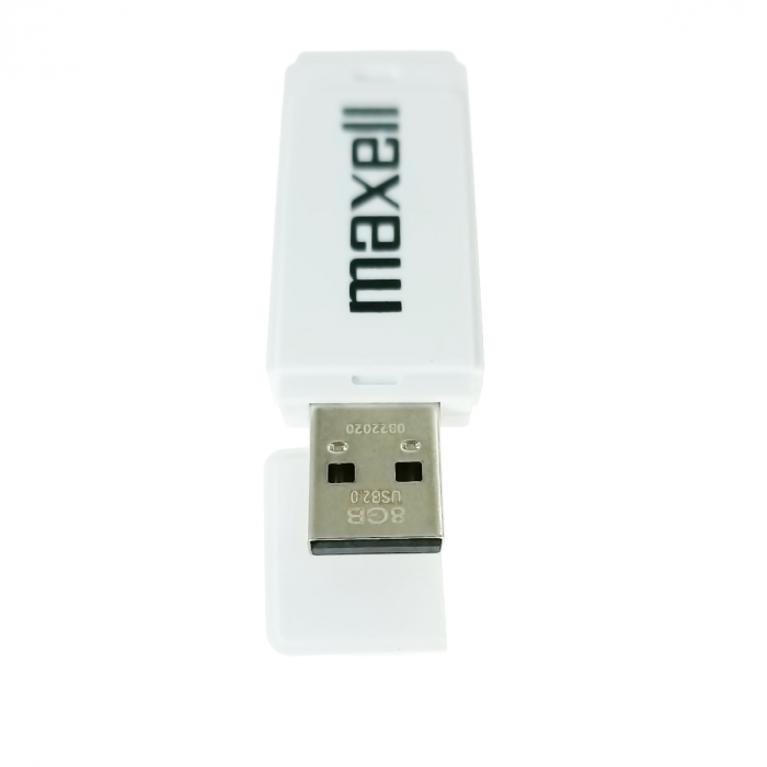 Memorie USB 2.0 capacitate 8Gb, Maxell 77231, 100PC, cu capac, alba [3]