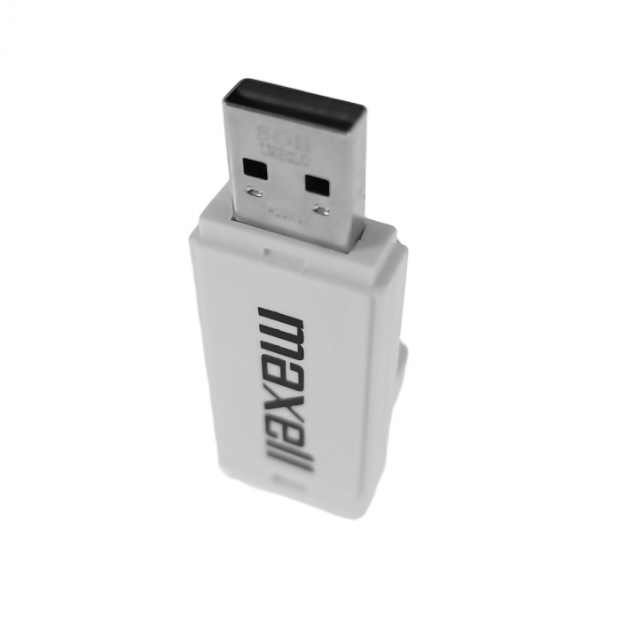 Memorie USB 2.0 capacitate 8Gb, Maxell 77231, 100PC, cu capac, alba [4]