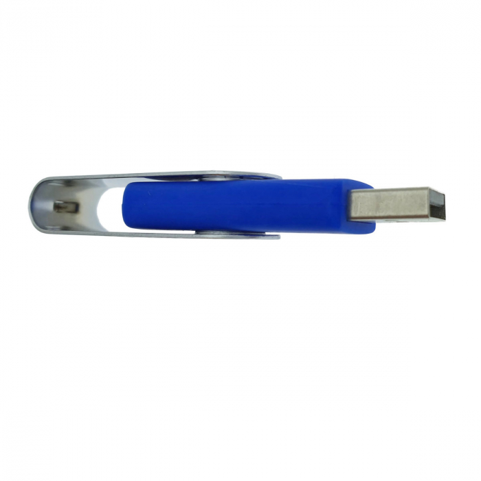 Memorie USB 2.0 de capacitate 16 Gb, personalizabila, capac rotativ, albastru cu argintiu [6]