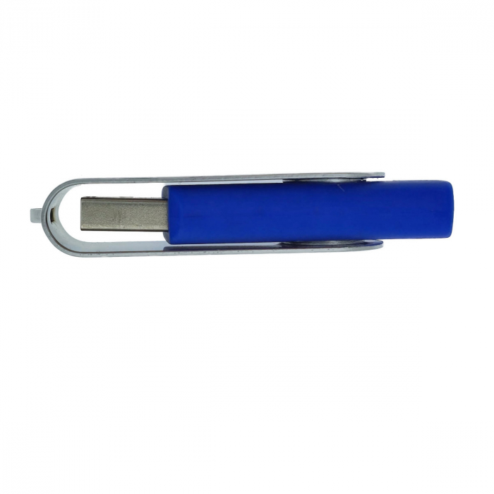 Memorie USB 2.0 de capacitate 16 Gb, personalizabila, capac rotativ, albastru cu argintiu [2]