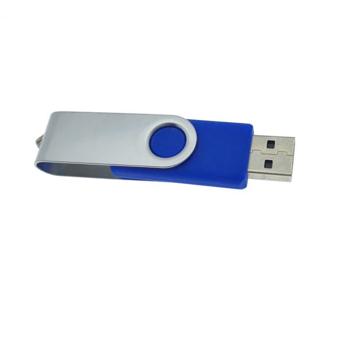 Memorie USB 2.0 de capacitate 16 Gb, personalizabila, capac rotativ, albastru cu argintiu [3]