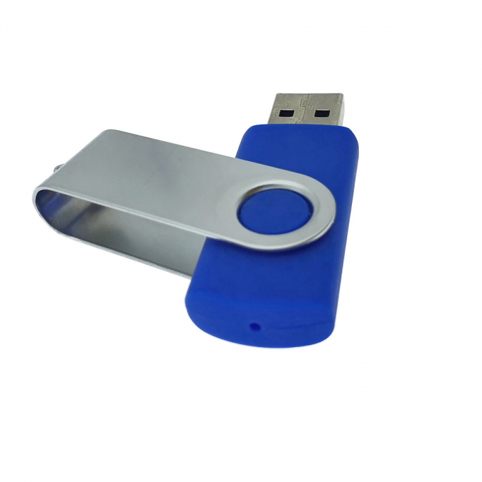Memorie USB 2.0 de capacitate 16 Gb, personalizabila, capac rotativ, albastru cu argintiu [5]