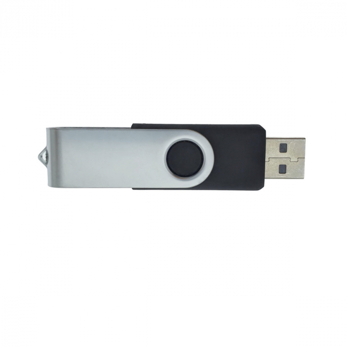Memorie USB 2.0 de capacitate 32 Gb, personalizabila, capac rotativ, negru cu argintiu [4]