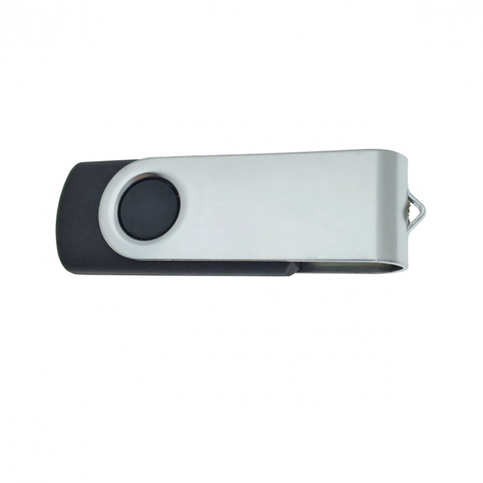 Memorie USB 2.0 de capacitate 32 Gb, personalizabila, capac rotativ, negru cu argintiu [5]