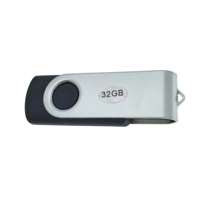 Memorie USB 2.0 de capacitate 32 Gb, personalizabila, capac rotativ, negru cu argintiu [2]