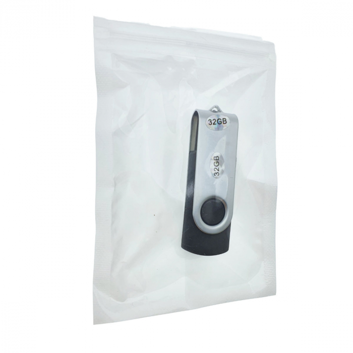Memorie USB 2.0 de capacitate 32 Gb, personalizabila, capac rotativ, negru cu argintiu [6]