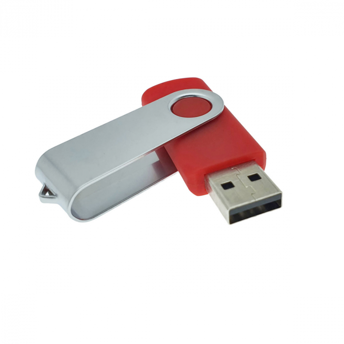 Memorie USB 2.0 de capacitate 4 Gb, personalizabila, capac rotativ, rosu cu argintiu [2]