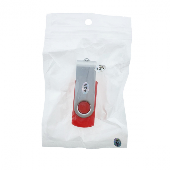 Memorie USB 2.0 de capacitate 4 Gb, personalizabila, capac rotativ, rosu cu argintiu [7]