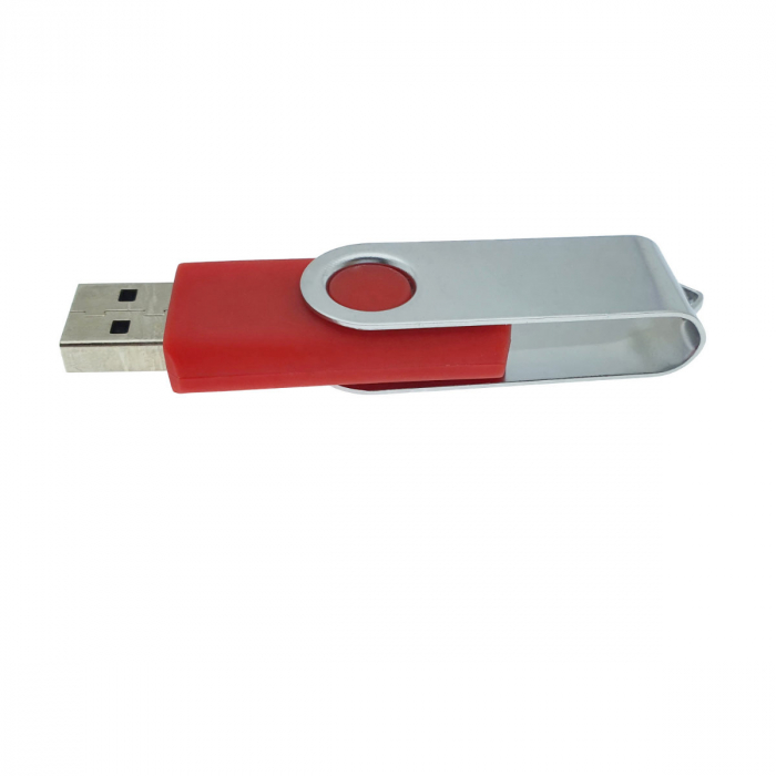 Memorie USB 2.0 de capacitate 4 Gb, personalizabila, capac rotativ, rosu cu argintiu [4]