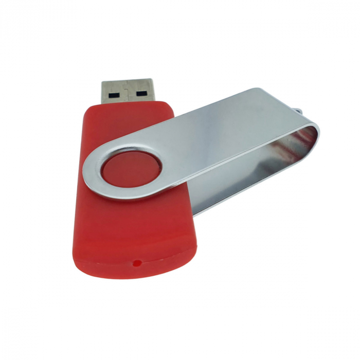 Memorie USB 2.0 de capacitate 4 Gb, personalizabila, capac rotativ, rosu cu argintiu [5]