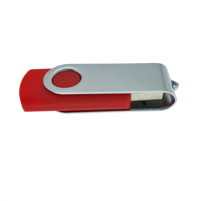 Memorie USB 2.0 de capacitate 4 Gb, personalizabila, capac rotativ, rosu cu argintiu [6]