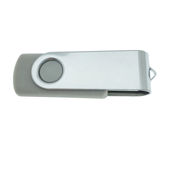 Memorie USB 2.0 de capacitate 64 Gb, personalizabila, capac rotativ, gri cu argintiu [6]