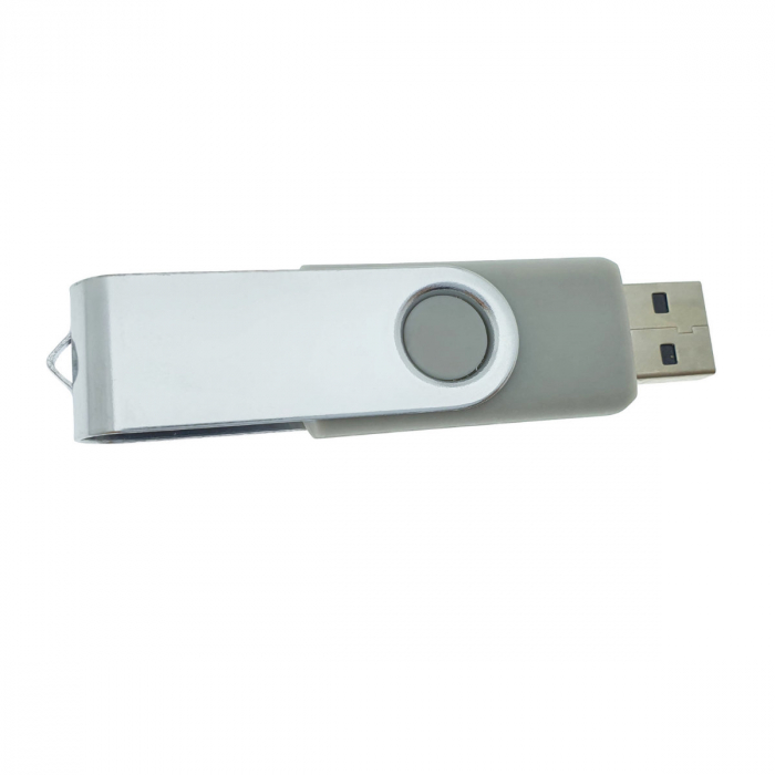 Memorie USB 2.0 de capacitate 64 Gb, personalizabila, capac rotativ, gri cu argintiu [5]