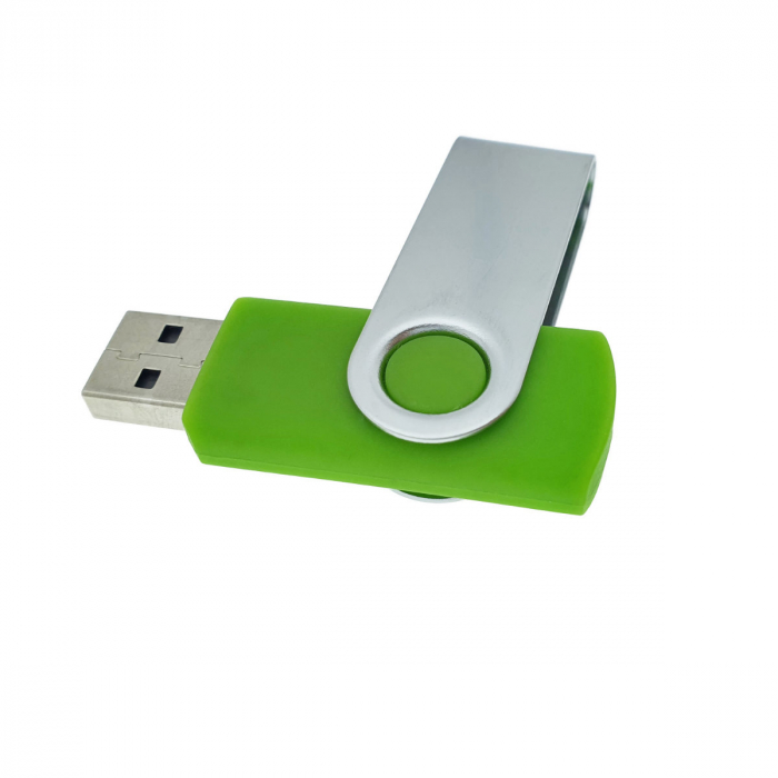 Memorie USB 2.0 de capacitate 8 Gb, personalizabila, capac rotativ, verde cu argintiu [3]