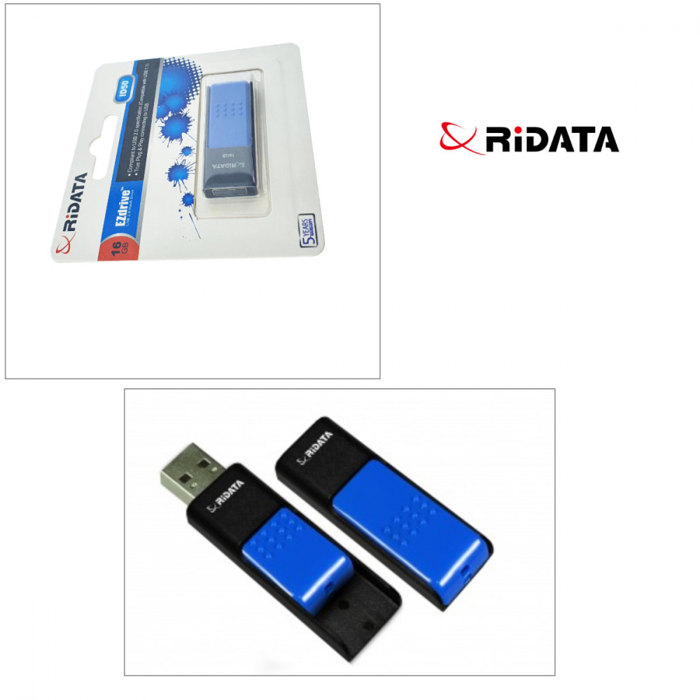 Memorie USB 2.0 Flash Drive RiDATA 16 GB, EZdrive ID50, conector retractabil, albastru [2]