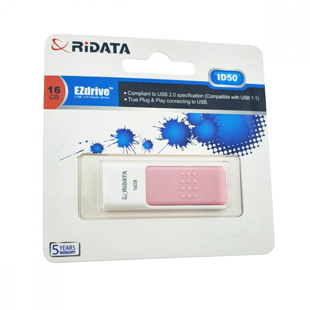 Memorie USB 2.0 Flash Drive RiDATA 16GB, EZdrive ID50, conector retractabil, roz [1]
