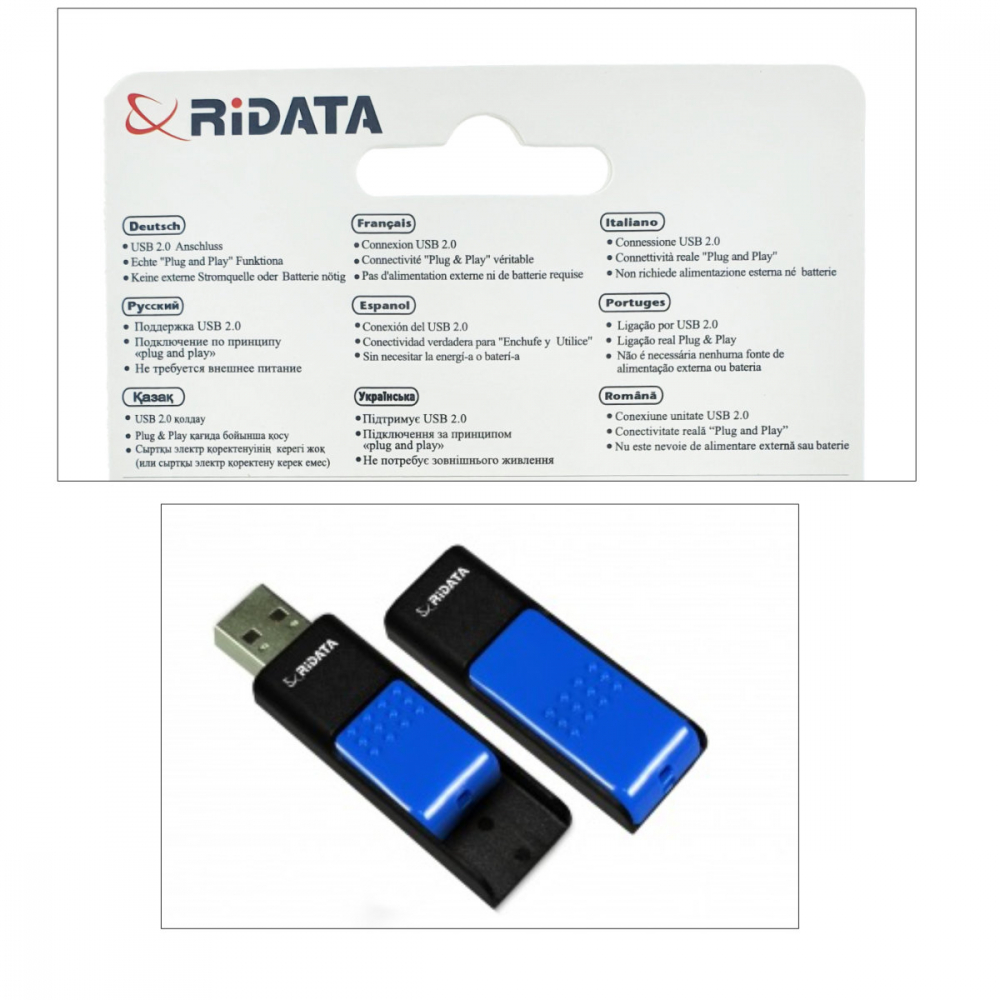 Memorie USB 2.0 Flash Drive RiDATA 4 GB, EZdrive ID50, conector retractabil, albastru [4]