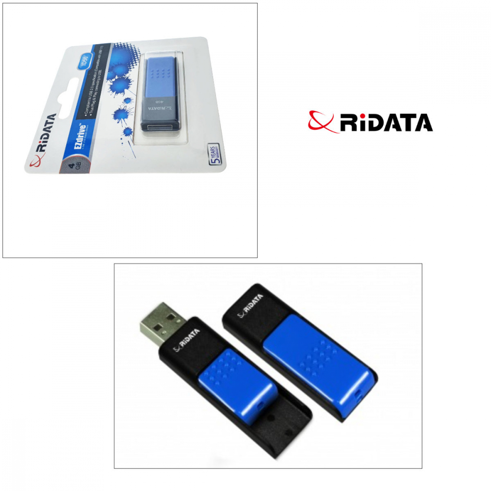 Memorie USB 2.0 Flash Drive RiDATA 4 GB, EZdrive ID50, conector retractabil, albastru [2]
