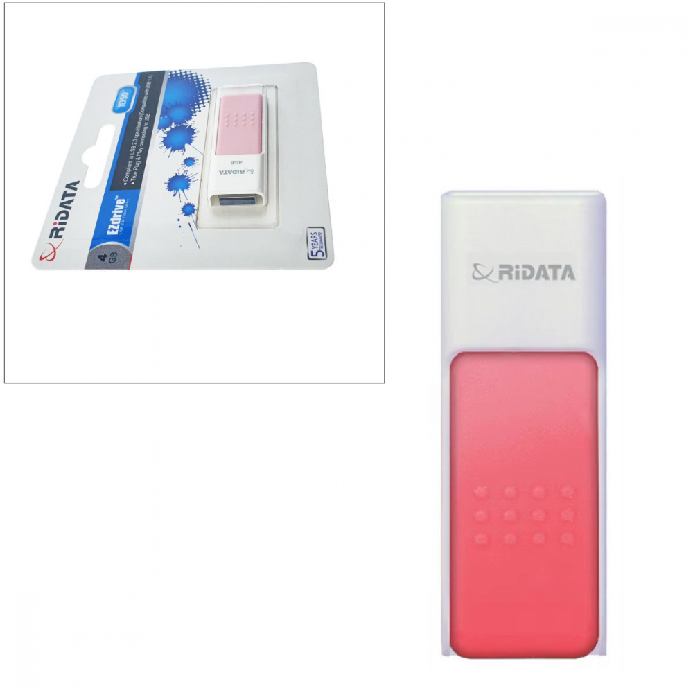 Memorie USB 2.0 Flash Drive RiDATA 4GB, EZdrive ID50, conector retractabil, roz [2]