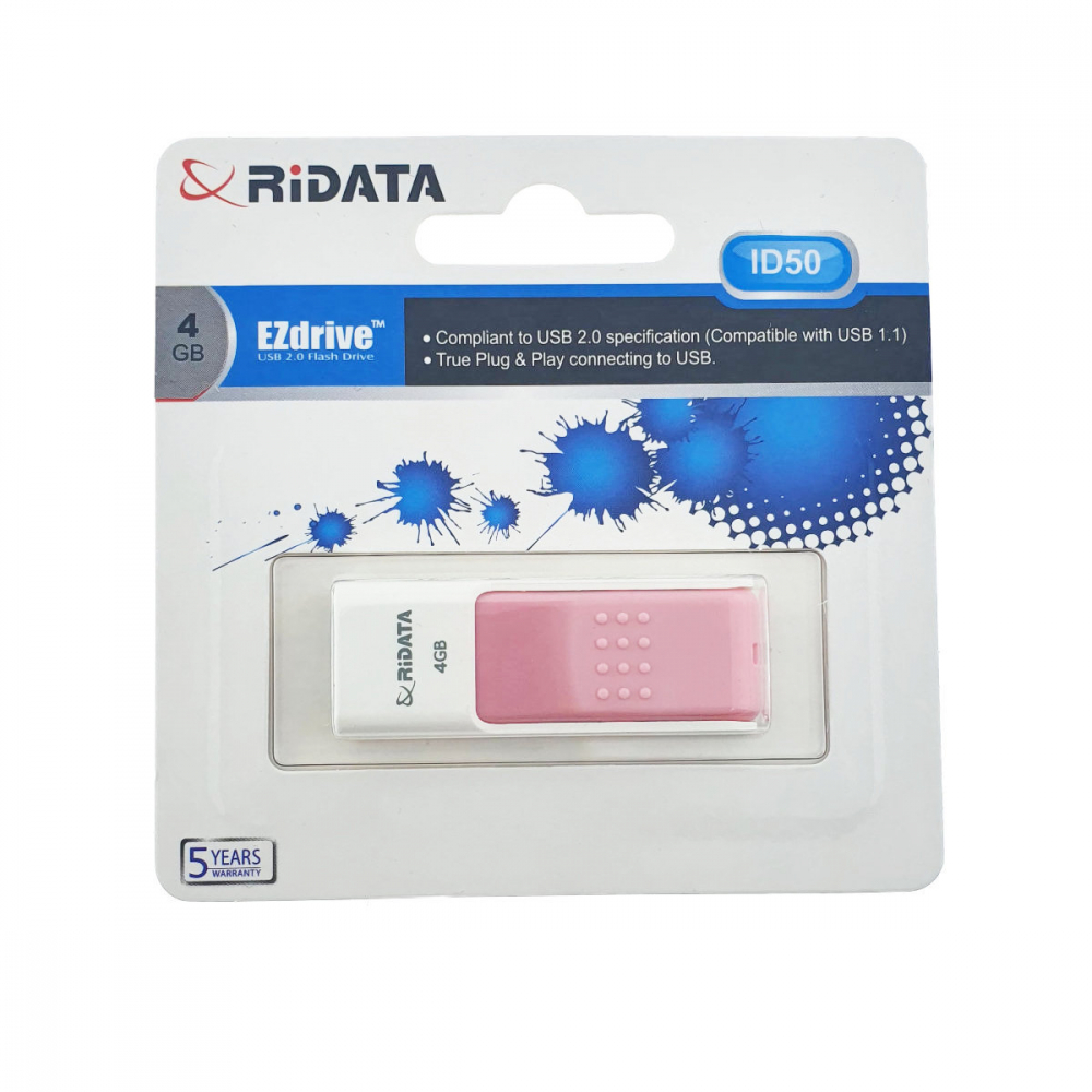 Memorie USB 2.0 Flash Drive RiDATA 4GB, EZdrive ID50, conector retractabil, roz [1]