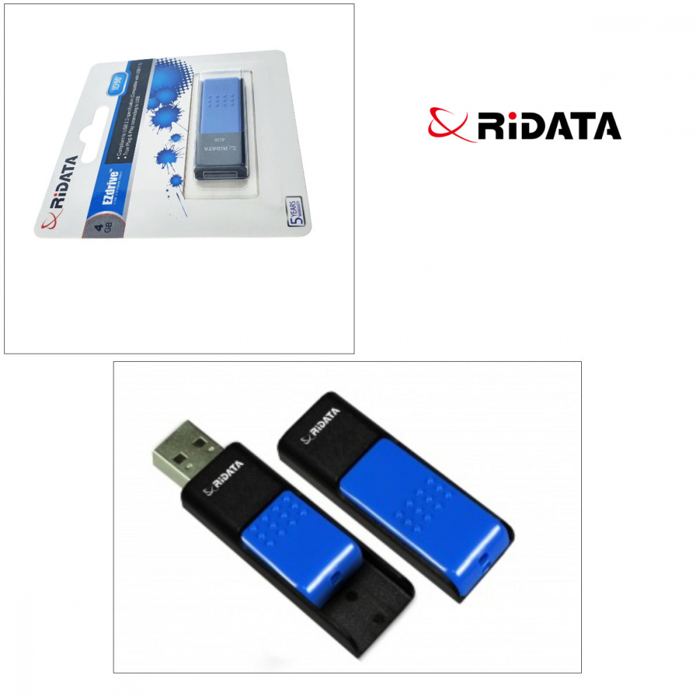 Memorie USB 2.0 Flash Drive RiDATA 8 GB, EZdrive ID50, conector retractabil, albastru [2]