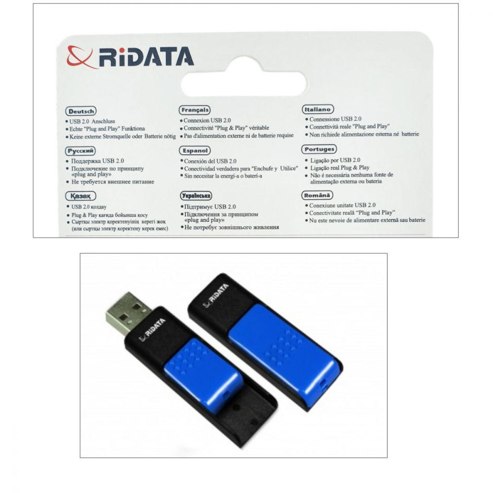 Memorie USB 2.0 Flash Drive RiDATA 8 GB, EZdrive ID50, conector retractabil, albastru [4]