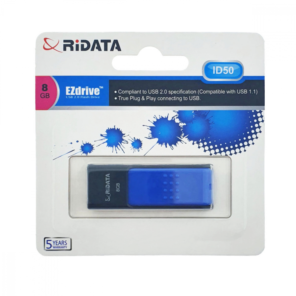 Memorie USB 2.0 Flash Drive RiDATA 8 GB, EZdrive ID50, conector retractabil, albastru [1]