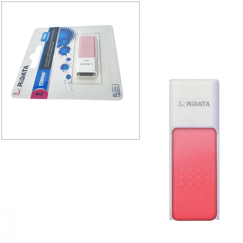 Memorie USB 2.0 Flash Drive RiDATA 8 GB, EZdrive ID50, conector retractabil, roz [2]